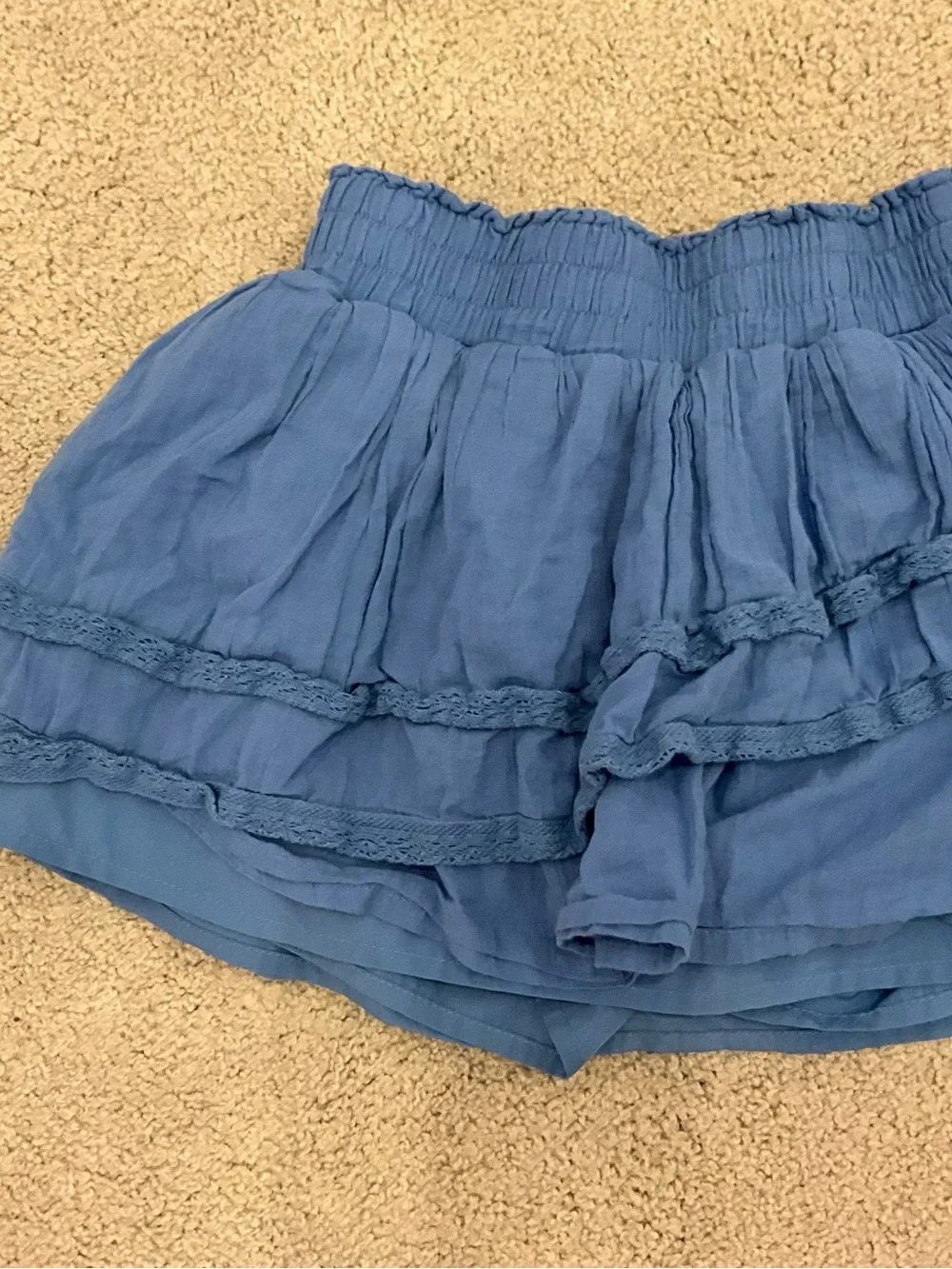 Abercrombie Blue Two-Piece Ruffled Crop Top and Skirt Set